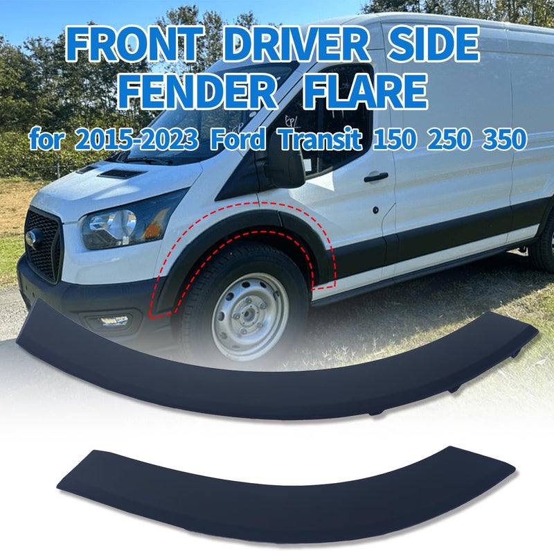 Spwrney Front Driver Left Side Fender flare Molding Set for 2015-2023 Transit 150 250 350, Door Deflector Wheel Arch Air Trim Accessories, Black, 2PCS - Image 2
